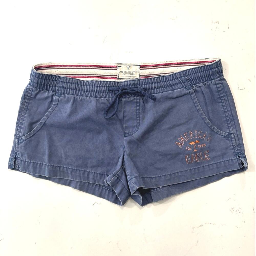 Y2K American Eagle blue mini shorts sz S Streetwear preppy 100% cotton -flaw